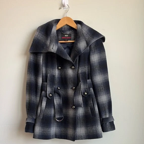 Miss Sixty Plaid Double-Breasted Coat Size  XS - Picture 2 of 9